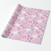Roze babyfeestje  cadeaupapier (Uitgerold)