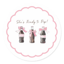 Roze Babyfrisdrank klaar om te POP ronde sticker