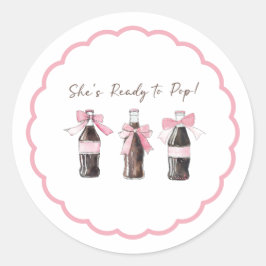 Roze Babyfrisdrank klaar om te POP ronde sticker