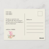 roze babyhert , baby shower bedankkaart briefkaart (Achterkant)
