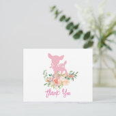roze babyhertje, baby shower bedankkaart briefkaart (Staand voorkant)