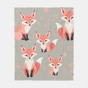 Roze babykamer vosje Aardige bosdieren print Fleece Deken