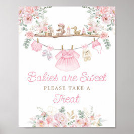 Roze Babykleding Baby's zijn Sweet Table Sign Poster