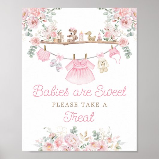 Roze Babykleding Baby's zijn Sweet Table Sign Poster (Voorkant)