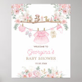 Roze Babykleding Bloemenkwekerij Welkom Poster (Voorkant)