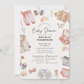 Roze babykleding en Baby shower speelgoed Kaart (Voorkant)