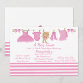 Roze babykleding Line Baby shower Kaart (Voorkant / Achterkant)