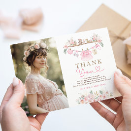 Roze Babykleding Meisje Wasserij Baby shower Bedankkaart
