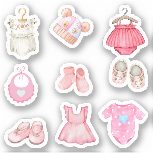 Roze babykleding Stickers (Voorkant)