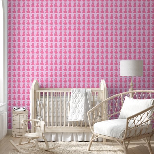 roze babykleerkat behang (Kinderen)
