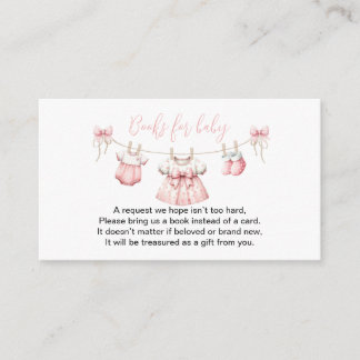 Roze babykleertjes meisje boek verzoek baby shower informatiekaartje