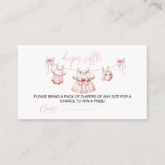 Roze babykleren meisje luier raffle baby shower informatiekaartje