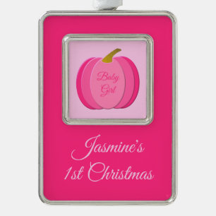  roze babymeisje — Aangepast, 1 kerst Verzilverd Omlijst Ornament