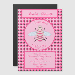  roze babymeisje Aangepast Baby shower Magnetische Uitnodiging