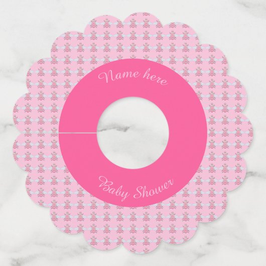  roze babymeisje Aangepast Baby shower Wijnglaslabel (Voorkant)