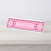  roze babymeisje Aangepast Bureau Naambordje (Voorkant)