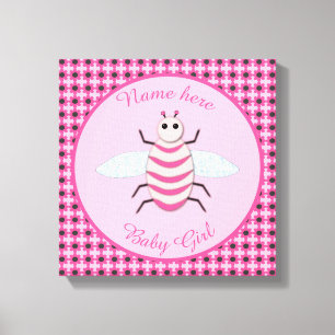 roze babymeisje Aangepast Canvas Afdruk