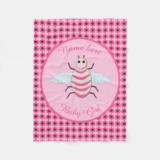 roze babymeisje Aangepast Fleece Deken (Voorkant)