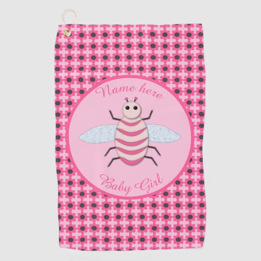 roze babymeisje Aangepast Golfhanddoek (Voorkant)