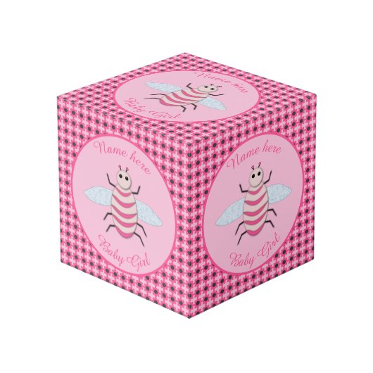 roze babymeisje Aangepast Kubus (Voorkant hoekig)