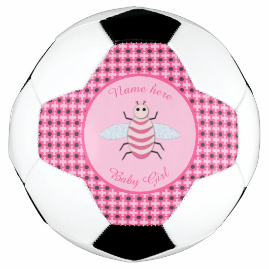  roze babymeisje Aangepast Voetbal (Voorkant)