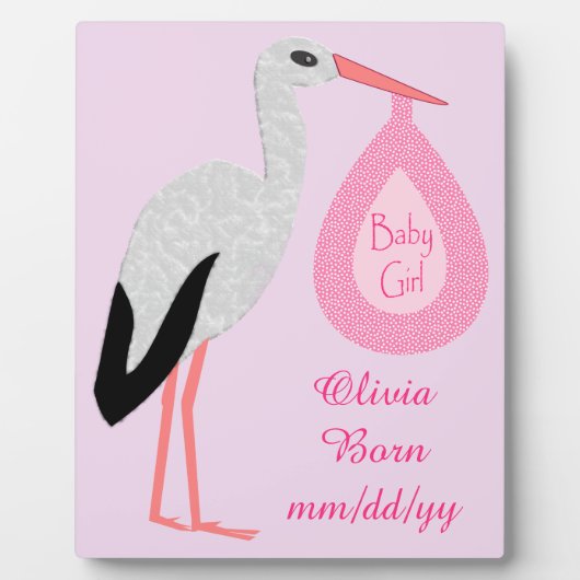 roze babymeisje Aankondiging geboorte van hitte Fotoplaat (Voorkant)