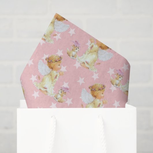 Roze babymeisje Angel-patroon papier (Cadeauzakje)