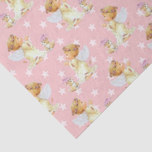 Roze babymeisje Angel-patroon papier (Detail)