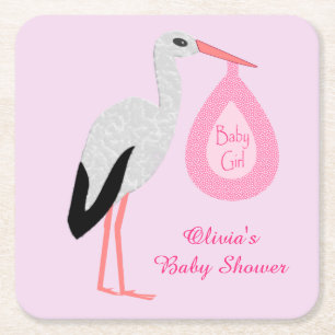  roze babymeisje Baby shower Aangepast Kartonnen Onderzetters
