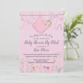 Roze babymeisje Baby shower per post Kaart (Staand voorkant)