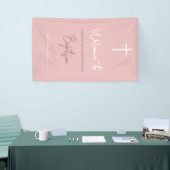 Roze babymeisje Calligrafie Baptisme Welkom Spandoek (Beurs)