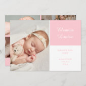 Roze babymeisje elegante script foto geboorte aankondiging (Voorkant / Achterkant)