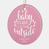 Roze babymeisje foto Baby's eerste kerstmis Keramisch Ornament (Links)