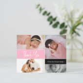 Roze babymeisje Foto collage geboorte Intro Dank j Briefkaart (Staand voorkant)