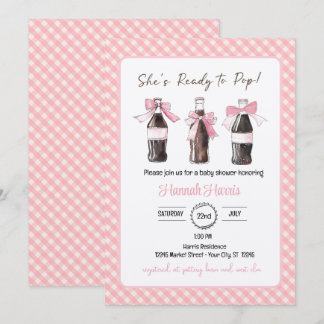 Roze babymeisje frisdrank klaar om te spatten baby kaart