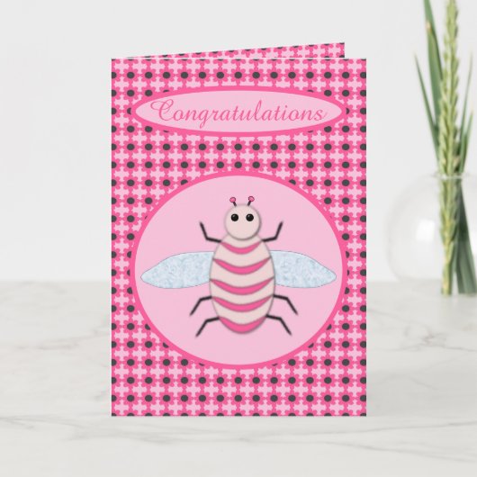 roze babymeisje kaart (Voorkant)