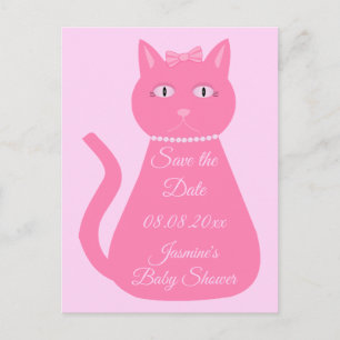 roze babymeisje Kat aangepast Baby shower Briefkaart