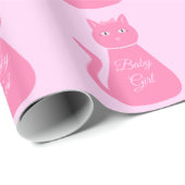 roze babymeisje Kat aangepast Baby shower Cadeaupapier (Rol Hoek)