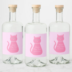 roze babymeisje Kat aangepast Baby shower Likeurfles Etiket