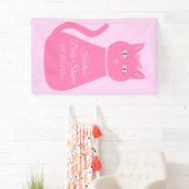  roze babymeisje Kat aangepast Baby shower Spandoek (Insitu)