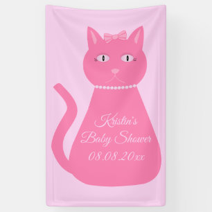  roze babymeisje Kat aangepast Baby shower Spandoek