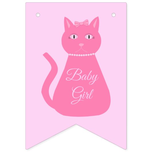  roze babymeisje Kat aangepast Baby shower Vlaggetjes (Tweede vlag)