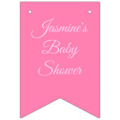  roze babymeisje Kat aangepast Baby shower Vlaggetjes (Eerste vlag)