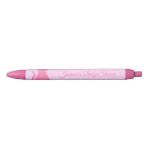 roze babymeisje Kat aangepast Baby shower Zwarte Inkt Pen