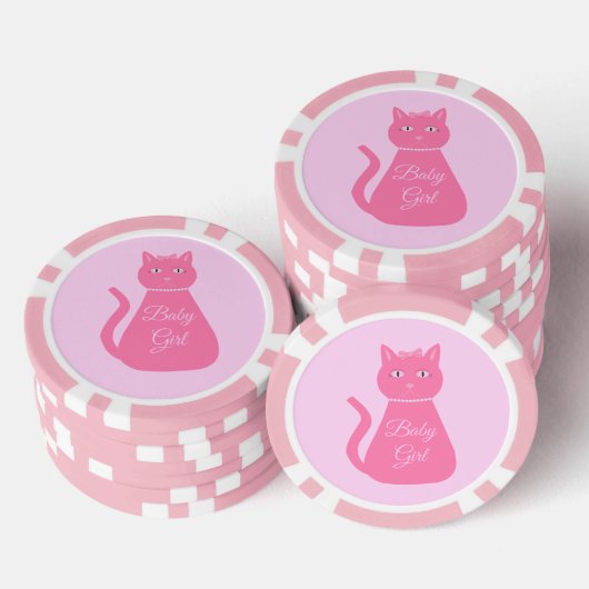  roze babymeisje Kat Aangepast geslacht onthaal Poker Chips (Opstapeling)