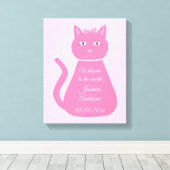 roze babymeisje Kat Aangepast urseriedecor Canvas Afdruk (Insitu (Houten vloer))