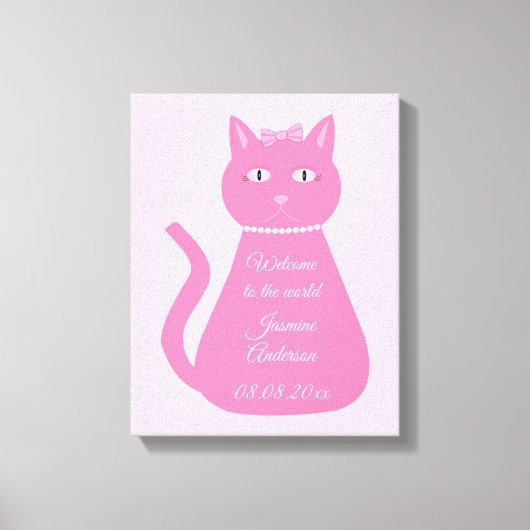roze babymeisje Kat Aangepast urseriedecor Canvas Afdruk (Voorkant)