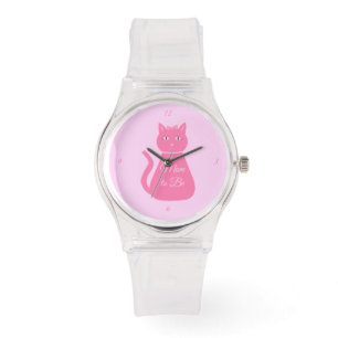  Roze babymeisje Kat Aangepaste mam om te worden. Horloge