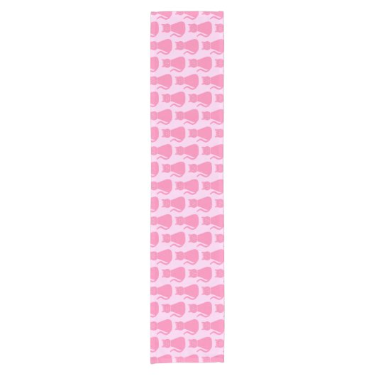 Roze babymeisje Kat Gepatterd Baby shower Korte Tafelloper (Voorkant)