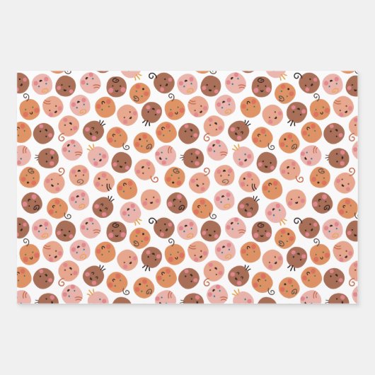 Roze babymeisje met papiervulling Platte set vel,  Inpakpapier Vel (Voorkant 2)